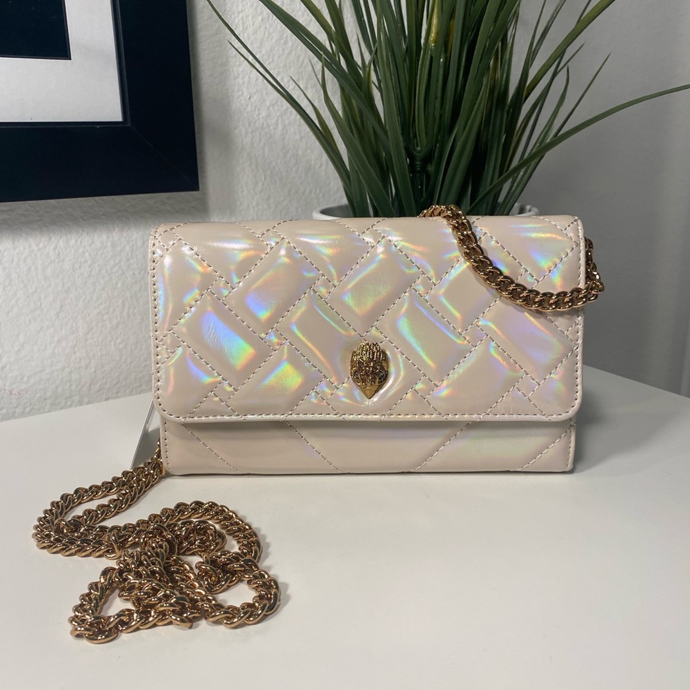 NWT Kurt Geiger Quilted Patent Leather Wallet On Chain - Picture 12 of 12